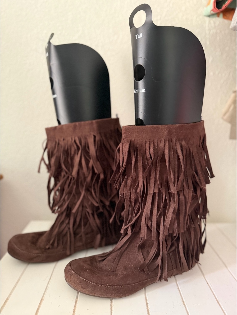Brown Fringe Suede Boots